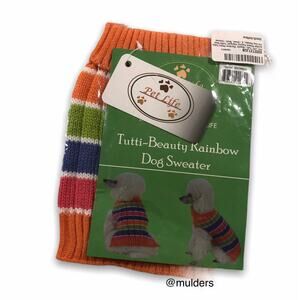 New Tutti-Beauty Colorful Multicolor Striped Cable Knit Dog Sweater